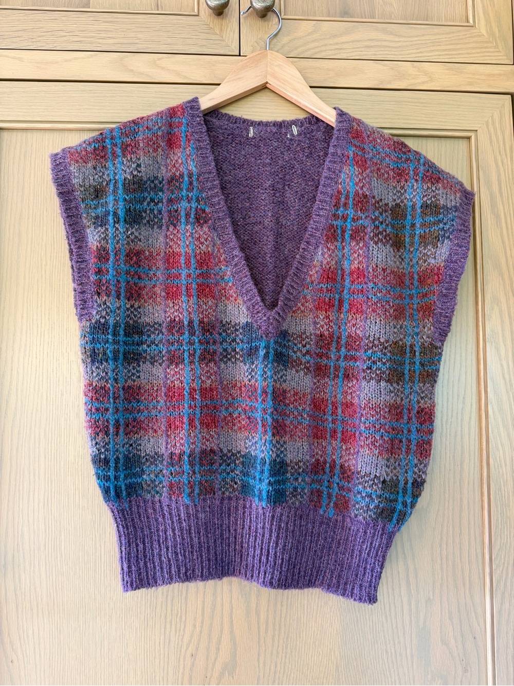 Vintage Brand Unknown Purple Plaid V-Neck Sweater Vest M/LG